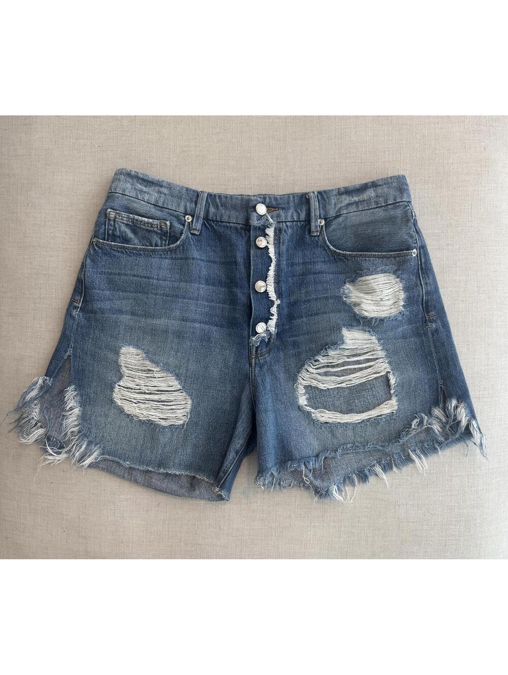 NWOT Good American High Waist Boyfriend Denim Shorts Size 10 or 30